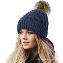 Chapeau de croyance logo oem tricot pom pom